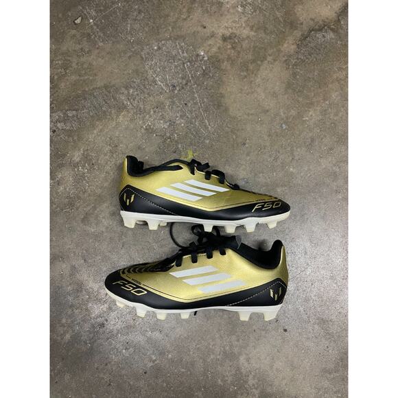 Adidas F50 Club Messi Jr FxG IG9319 Boys Black Gold Soccer Cleats Shoes Size 1 - Picture 4 of 7